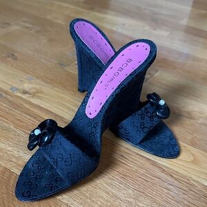 BCBGirls Black Mules with Pink Insole